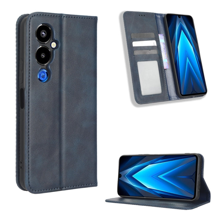 For Tecno Pova 4 Pro Magnetic Buckle Retro Texture Leather Phone Case