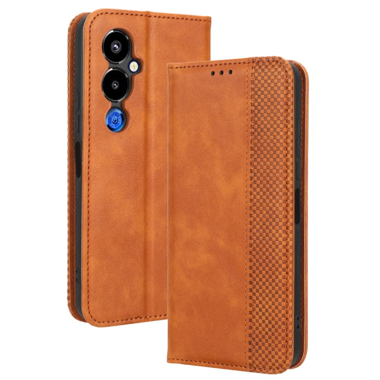 For Tecno Pova 4 Pro Magnetic Buckle Retro Texture Leather Phone Case