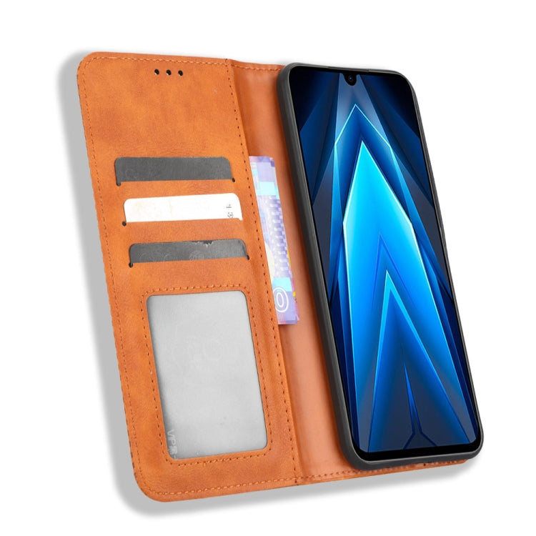 For Tecno Pova 4 Pro Magnetic Buckle Retro Texture Leather Phone Case