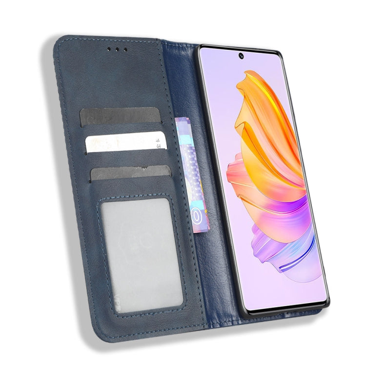 For Honor 80 SE 5G Magnetic Buckle Retro Texture Leather Phone Case