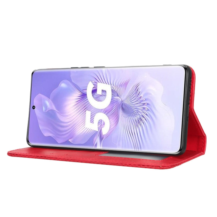 For Honor 80 5G Magnetic Buckle Retro Texture Leather Phone Case