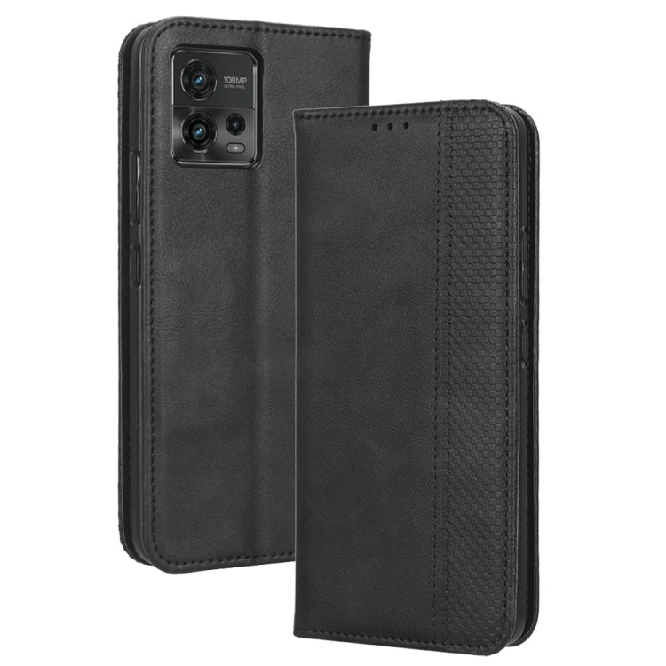 For Motorola Moto G72 4G Magnetic Buckle Retro Texture Leather Phone Case