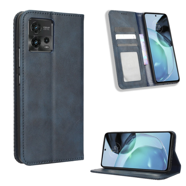 For Motorola Moto G72 4G Magnetic Buckle Retro Texture Leather Phone Case