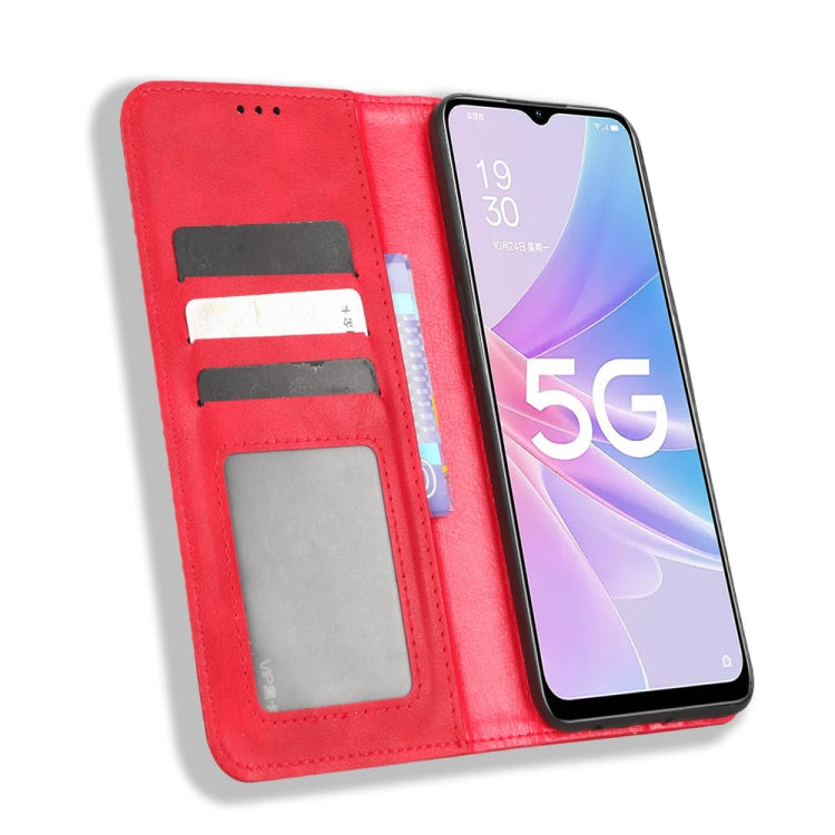 For OPPO A58 5G Magnetic Buckle Retro Texture Leather Phone Case