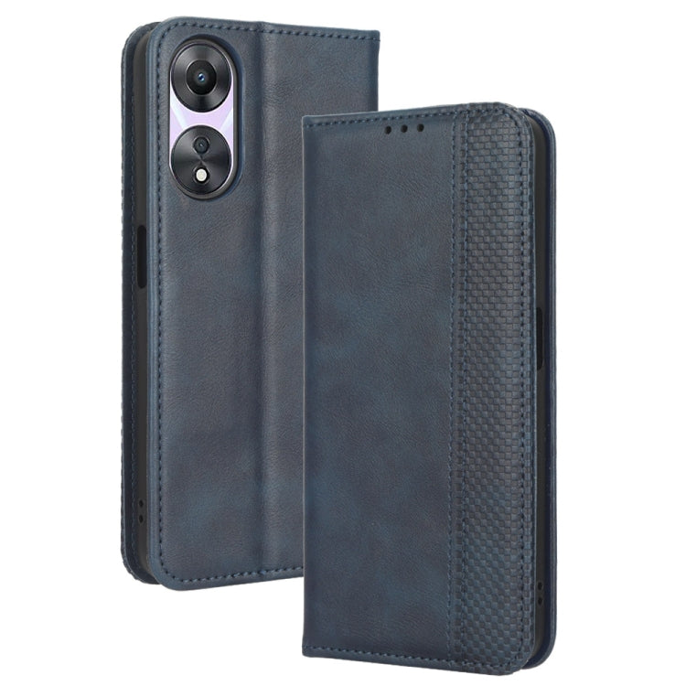 For OPPO A58 5G Magnetic Buckle Retro Texture Leather Phone Case