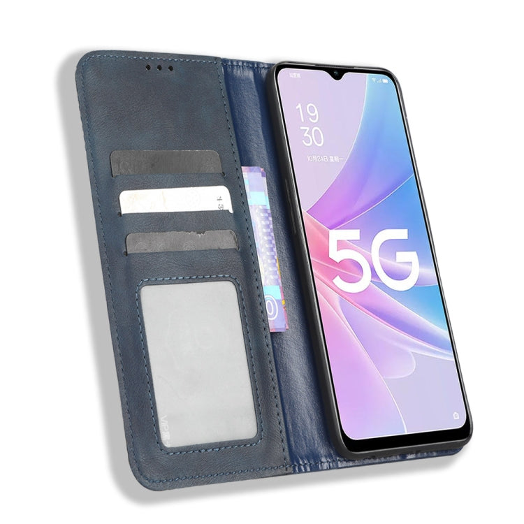 For OPPO A58 5G Magnetic Buckle Retro Texture Leather Phone Case