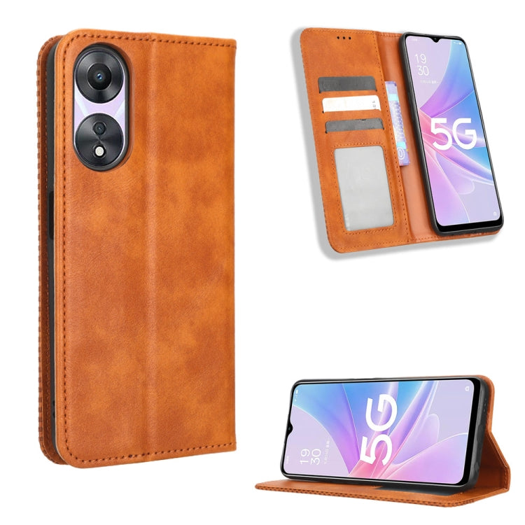 For OPPO A58 5G Magnetic Buckle Retro Texture Leather Phone Case