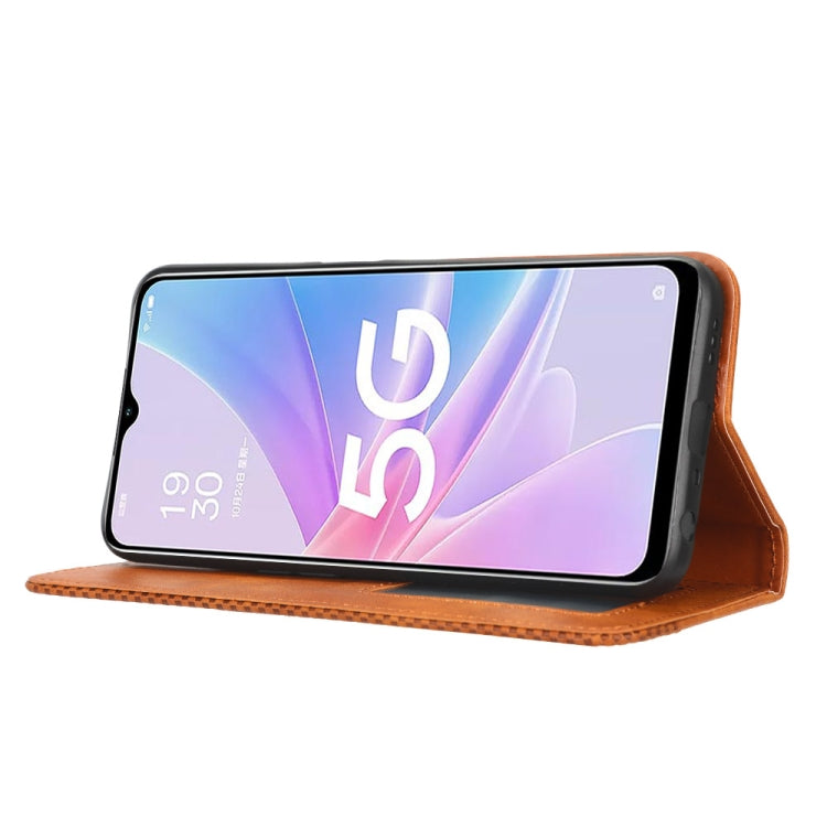 For OPPO A58 5G Magnetic Buckle Retro Texture Leather Phone Case