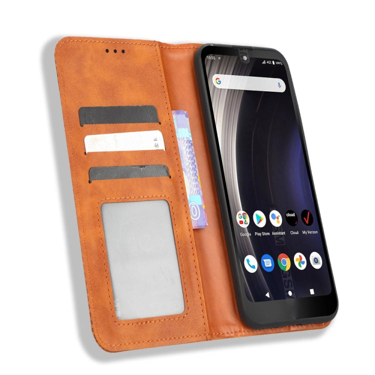 For Orbic JOY RC608L Magnetic Buckle Retro Texture Leather Phone Case