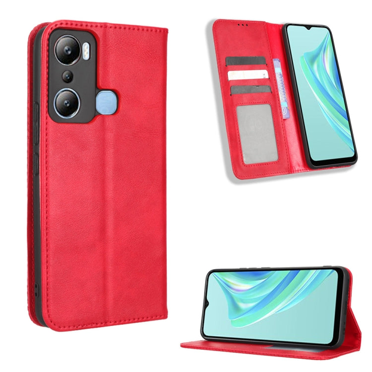 For Infinix Hot 20i Magnetic Buckle Retro Texture Leather Phone Case