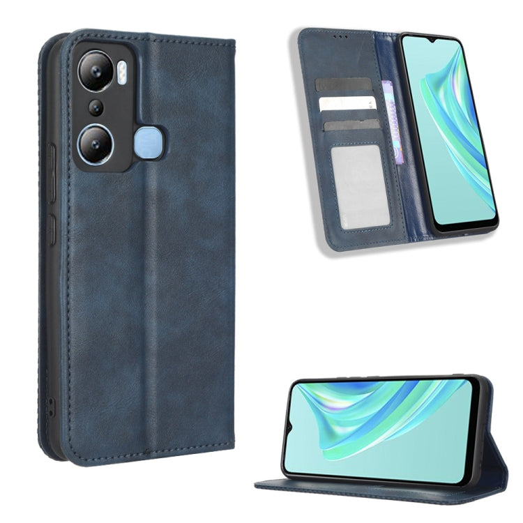 For Infinix Hot 20i Magnetic Buckle Retro Texture Leather Phone Case
