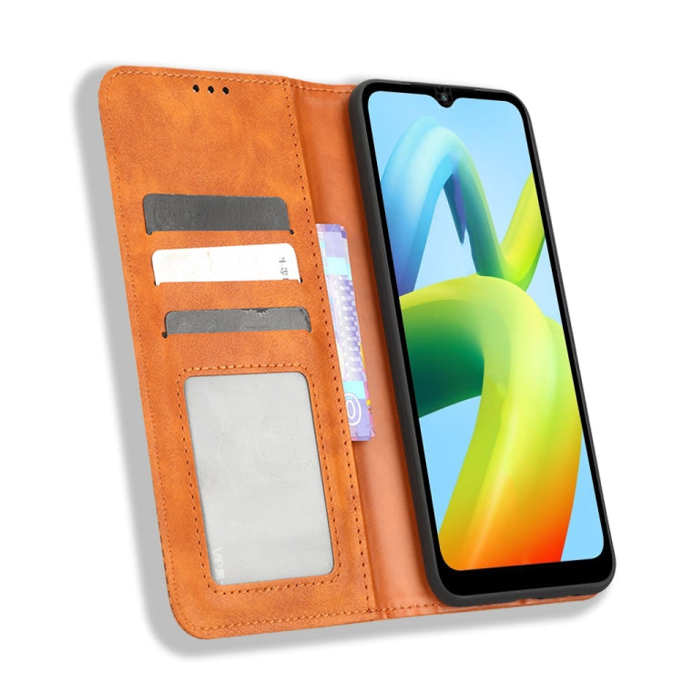 For Xiaomi Redmi A1+ Magnetic Buckle Retro Texture Leather Phone Case