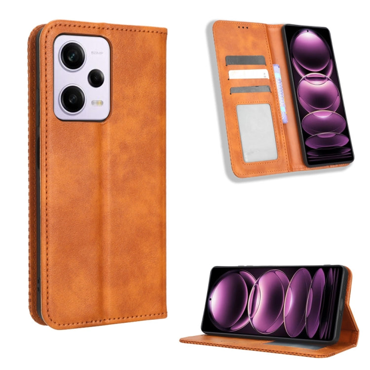For Xiaomi Redmi Note 12 Pro 5G Magnetic Buckle Retro Texture Leather Phone Case