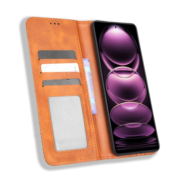 For Xiaomi Redmi Note 12 Pro+ Global Magnetic Buckle Retro Texture Leather Phone Case