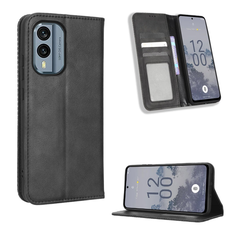 For Nokia X30 5G Magnetic Buckle Retro Texture Leather Phone Case
