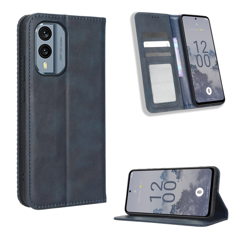For Nokia X30 5G Magnetic Buckle Retro Texture Leather Phone Case
