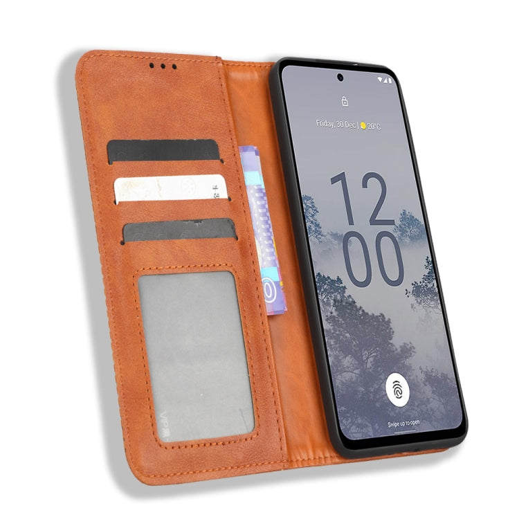 For Nokia X30 5G Magnetic Buckle Retro Texture Leather Phone Case