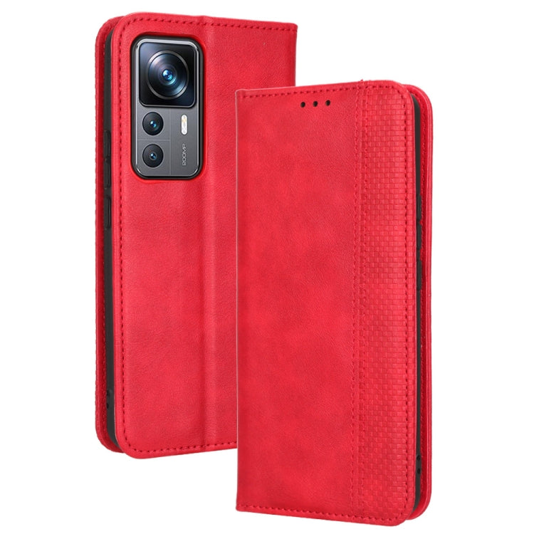 For Xiaomi 12T Pro Magnetic Buckle Retro Texture Leather Phone Case