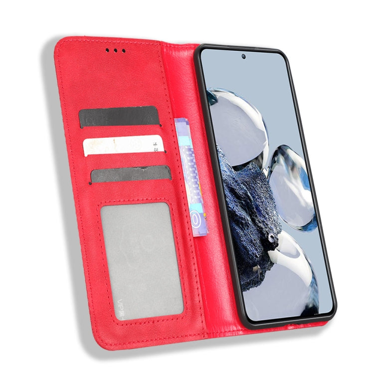 For Xiaomi 12T Pro Magnetic Buckle Retro Texture Leather Phone Case