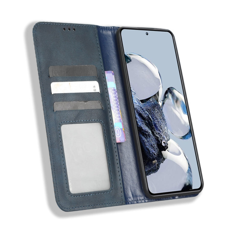 For Xiaomi 12T Pro Magnetic Buckle Retro Texture Leather Phone Case