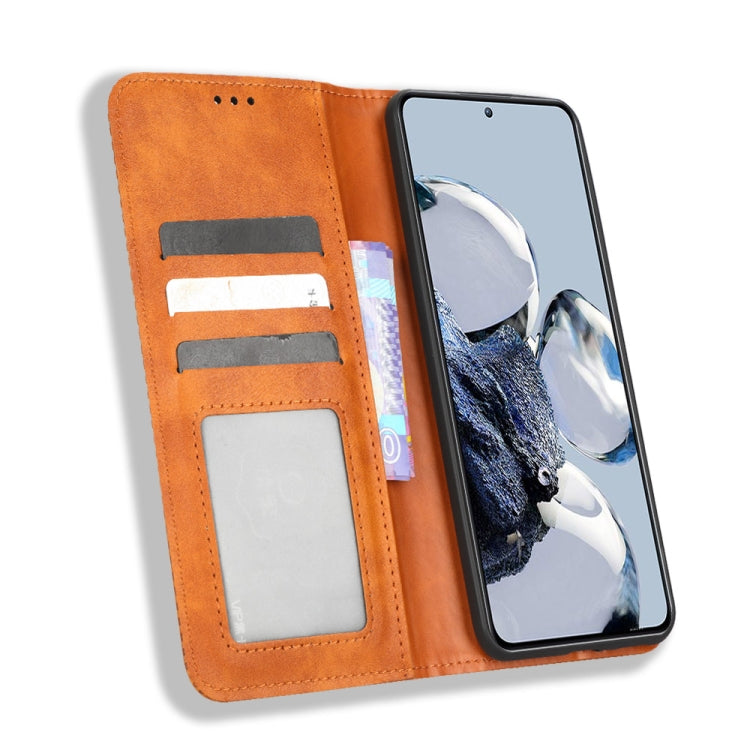 For Xiaomi 12T Pro Magnetic Buckle Retro Texture Leather Phone Case