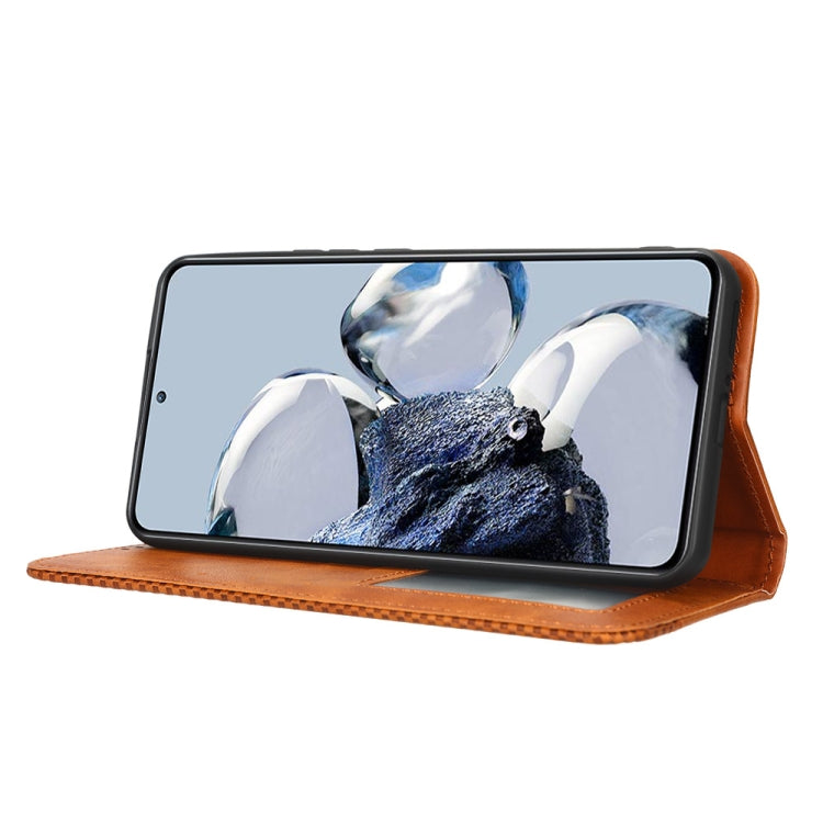 For Xiaomi 12T Pro Magnetic Buckle Retro Texture Leather Phone Case
