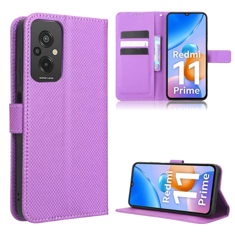 For Xiaomi Redmi 11 Prime 4G Diamond Texture Leather Phone Case