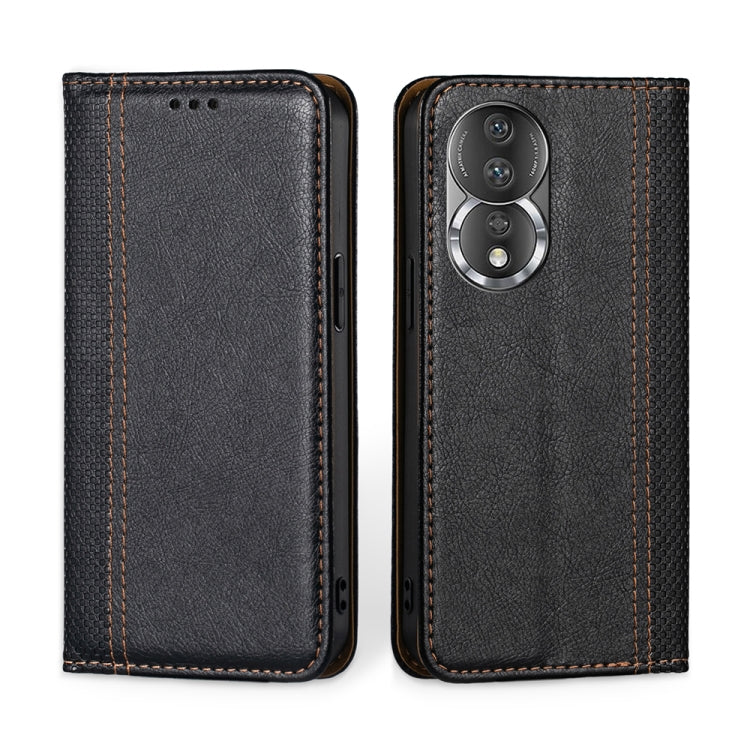 For Honor 80 Grid Texture Magnetic Flip Leather Phone Case