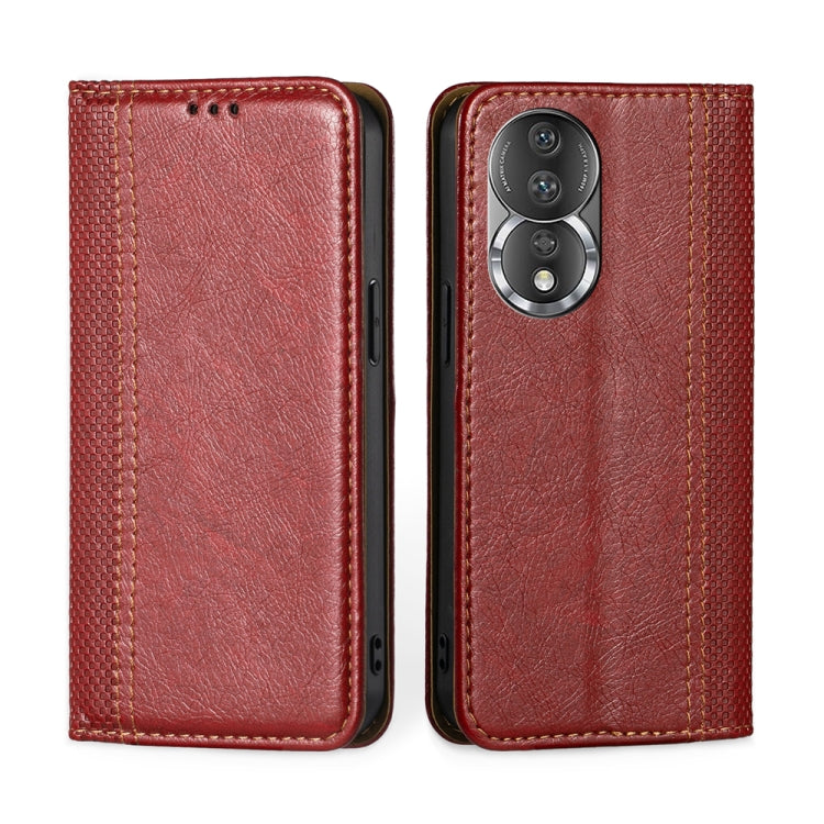 For Honor 80 Grid Texture Magnetic Flip Leather Phone Case