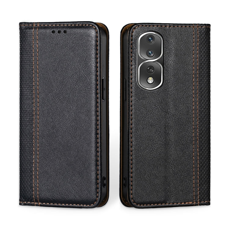 For Honor 80 Pro Grid Texture Magnetic Flip Leather Phone Case