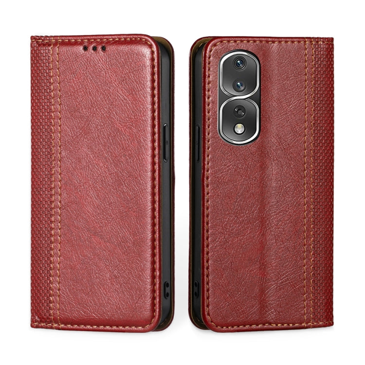 For Honor 80 Pro Grid Texture Magnetic Flip Leather Phone Case