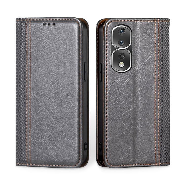 For Honor 80 Pro Grid Texture Magnetic Flip Leather Phone Case
