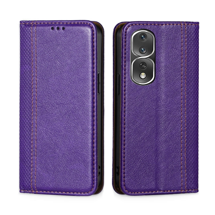 For Honor 80 Pro Grid Texture Magnetic Flip Leather Phone Case