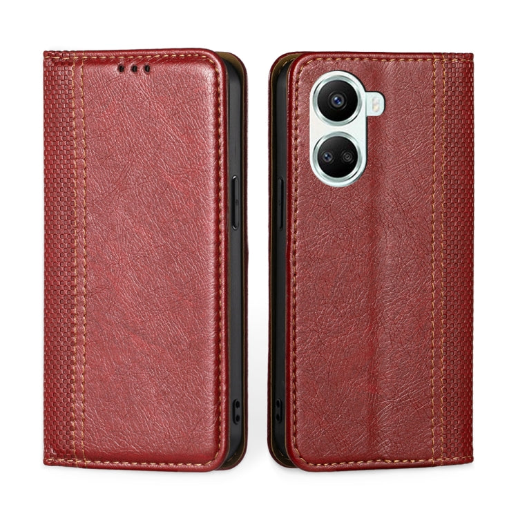For Huawei nova 10 SE Grid Texture Magnetic Flip Leather Phone Case