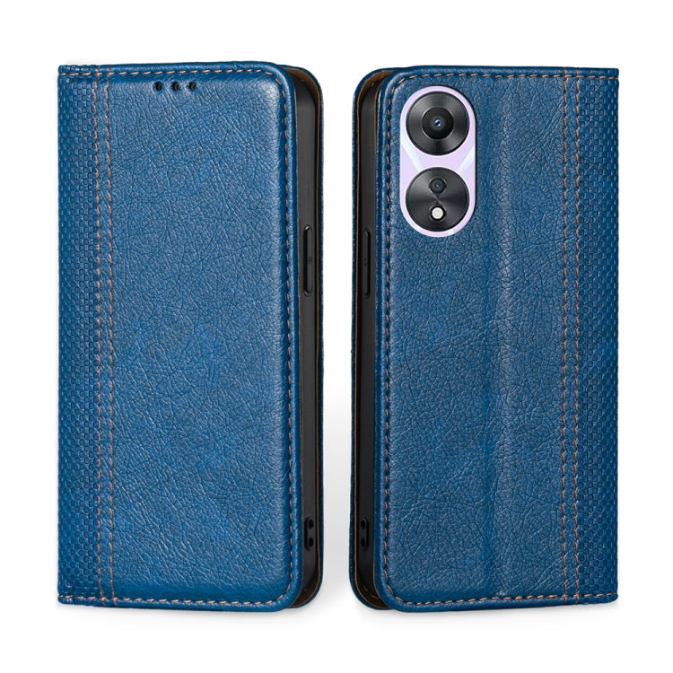 For OPPO A58 5G Grid Texture Magnetic Flip Leather Phone Case
