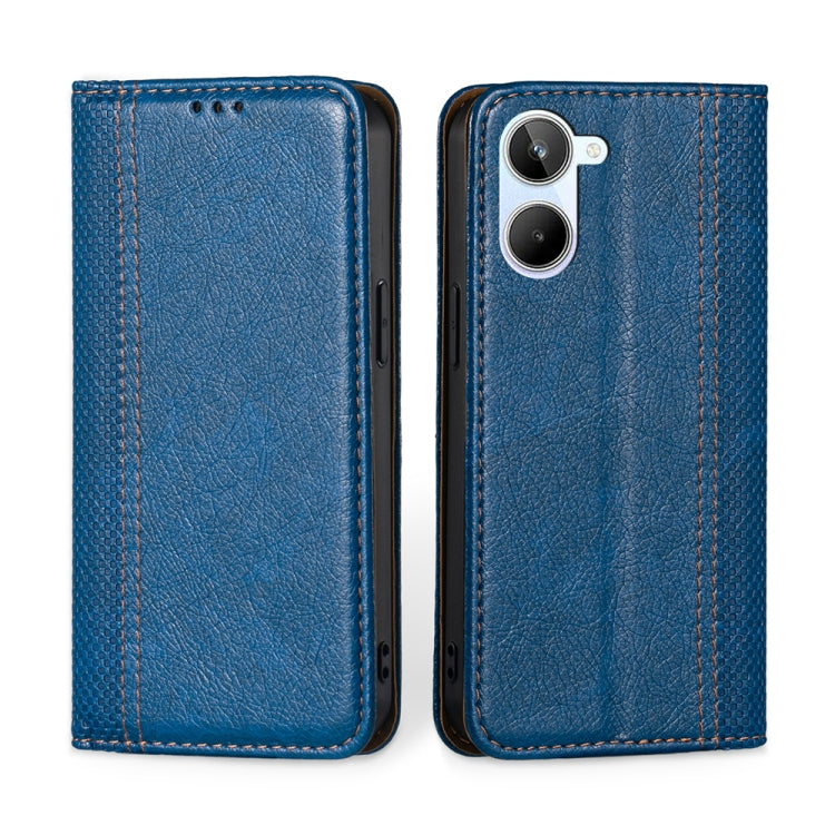 For Realme 10 4G Grid Texture Magnetic Flip Leather Phone Case