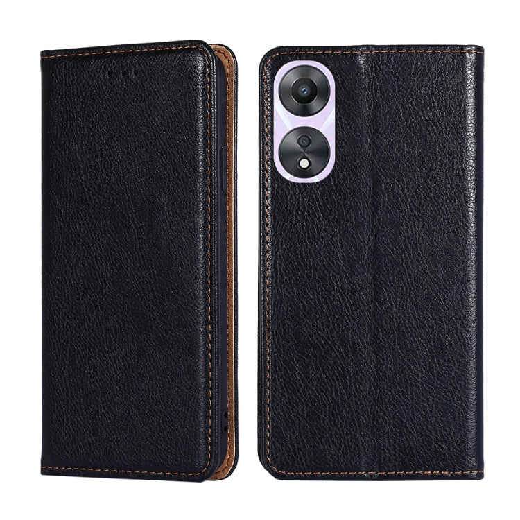 For OPPO A58 5G Gloss Oil Solid Color Magnetic Leather Phone Case