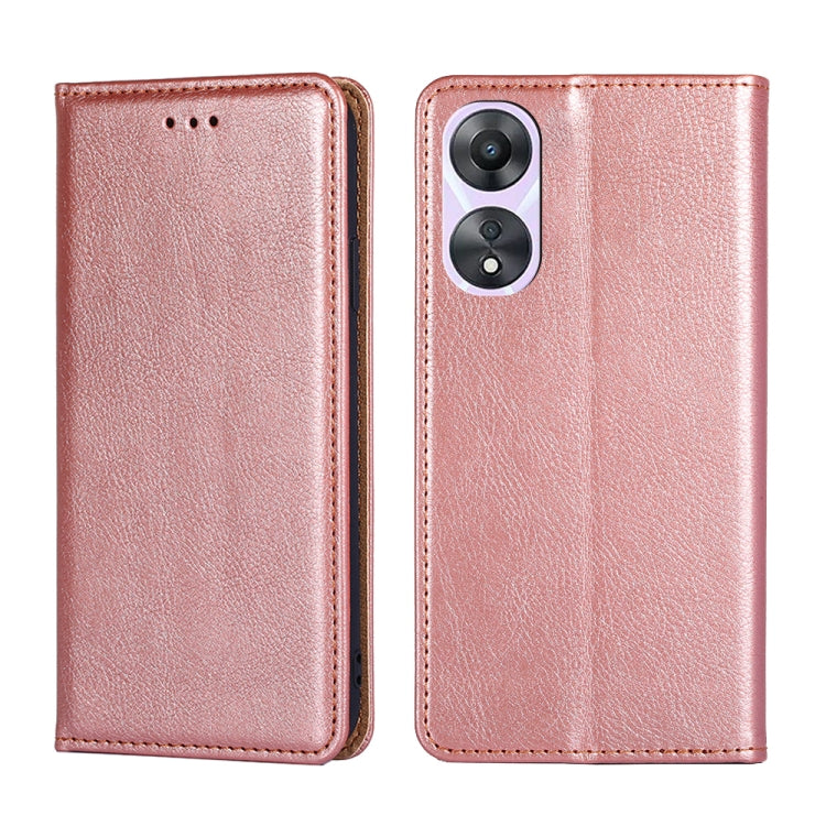 For OPPO A58 5G Gloss Oil Solid Color Magnetic Leather Phone Case