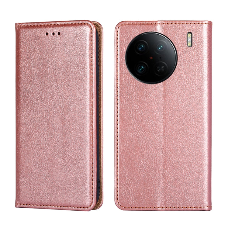 For vivo X90 Pro+ Gloss Oil Solid Color Magnetic Leather Phone Case