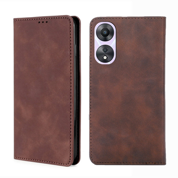 For OPPO A58 5G Skin Feel Magnetic Horizontal Flip Leather Phone Case