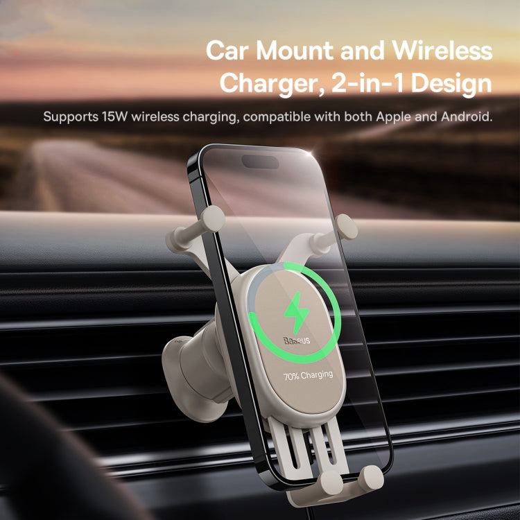 Baseus 15W Stable Gravitational Wireless Charging Car Mount Pro Air Outlet Version