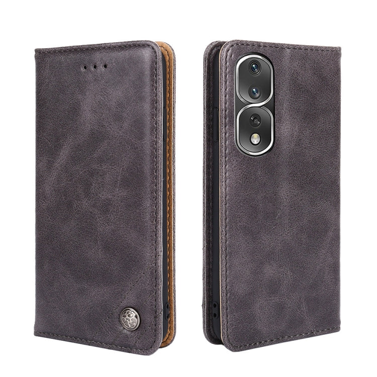 For Honor 80 Pro Non-Magnetic Retro Texture Flip Leather Phone Case