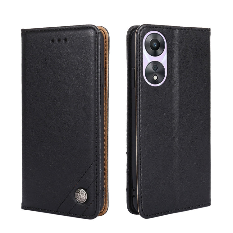 For OPPO A58 5G Non-Magnetic Retro Texture Flip Leather Phone Case
