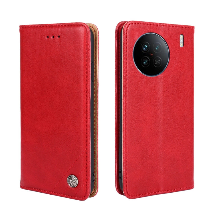 For vivo X90 Non-Magnetic Retro Texture Flip Leather Phone Case