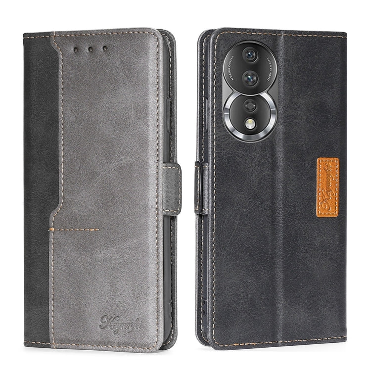 For Honor 80 Contrast Color Side Buckle Leather Phone Case