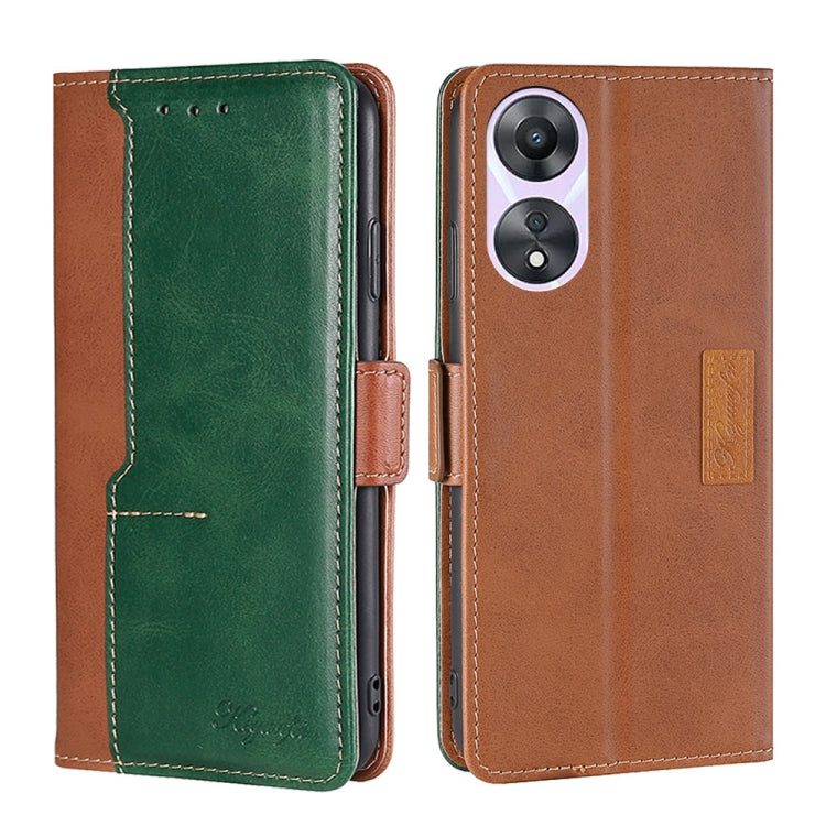 For OPPO A58 5G Contrast Color Side Buckle Leather Phone Case