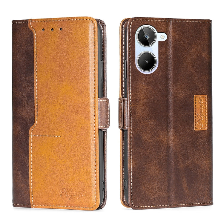 For Realme 10 4G Contrast Color Side Buckle Leather Phone Case