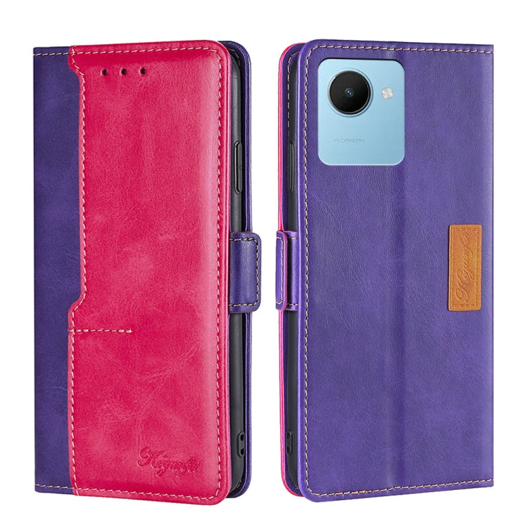 For Realme C30s Contrast Color Side Buckle Leather Phone Case