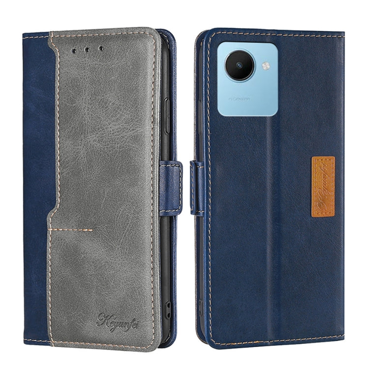 For Realme C30s Contrast Color Side Buckle Leather Phone Case