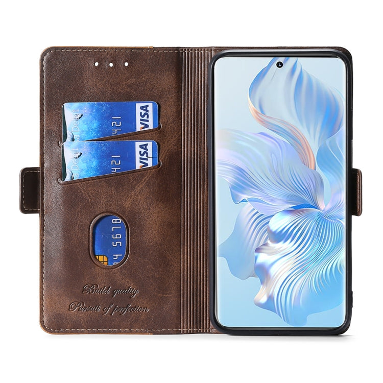 For vivo X90 Pro+ Contrast Color Side Buckle Leather Phone Case